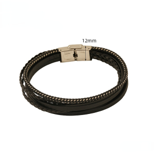 1 Paire De Bracelets Multicouches Tissés À La Main Pour Hommes, Bijoux En Acier Inoxydable, Bracelet En Cuir Et Corde, Bracelet Unisexe Pour Hommes h5