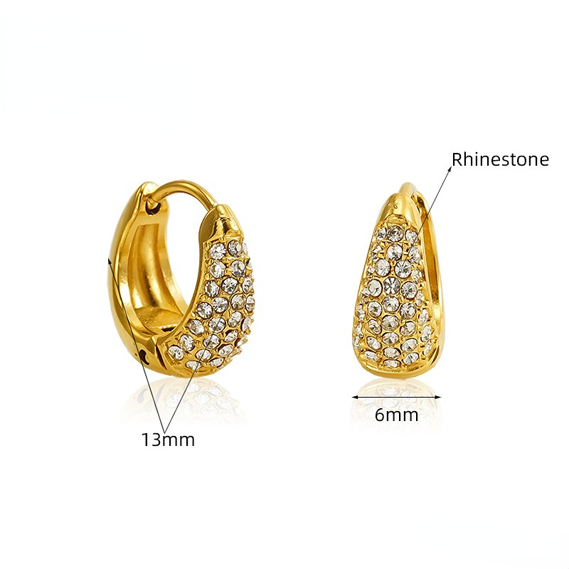 1 Paire De Boucles D'Oreilles Créoles Quotidiennes En Acier Titane Plaqué Or Pour Femme, Série Simple