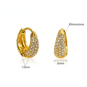 1 Paire De Boucles D'Oreilles Créoles Quotidiennes En Acier Titane Plaqué Or Pour Femme, Série Simple h5