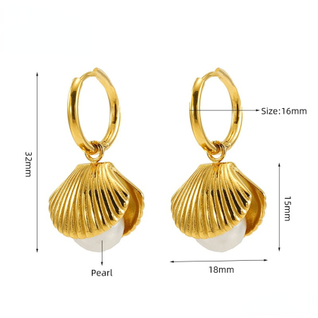 1 paire de boucles d'oreilles en coquillage de perles, style simple et tendance, ensemble de bijoux pour femmes, collier léger et luxueux, haut de gamme, pendentifs pour femmes