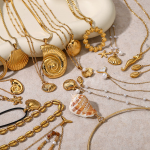 Boucles D'Oreilles Coquillage En Acier Inoxydable, Style Plage D' , Stations Indépendantes Européennes Et Américaines, Boucles D'Oreilles Étoile De Mer En Acier Titane, Meilleures Ventes h5 Image2