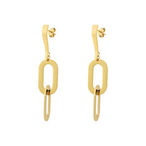 1 Paire De Boucles D'Oreilles Pendantes Géométriques Simples En Acier Titane Couleur Or Pour Femme h5