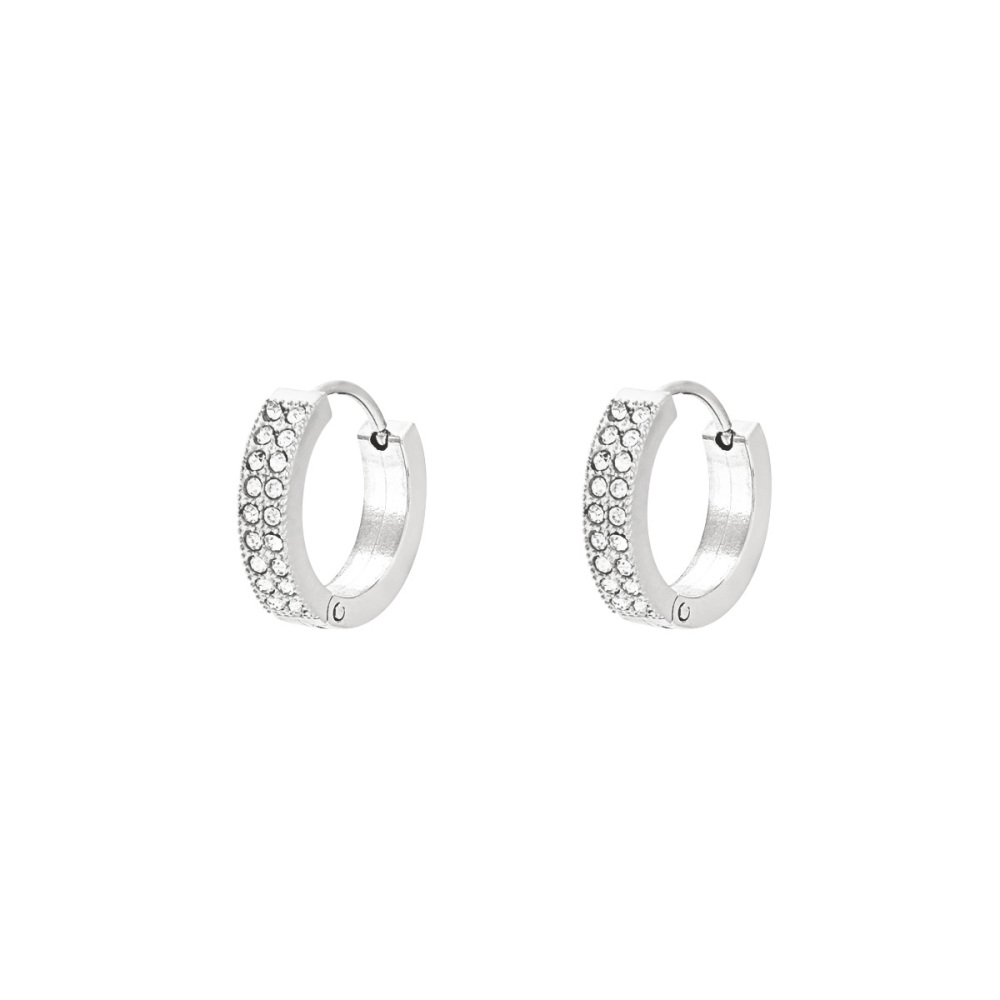 1 Paire De Boucles D'Oreilles Créoles Élégantes En Acier Titane Couleur Or Pour Femmes, Série Simple 