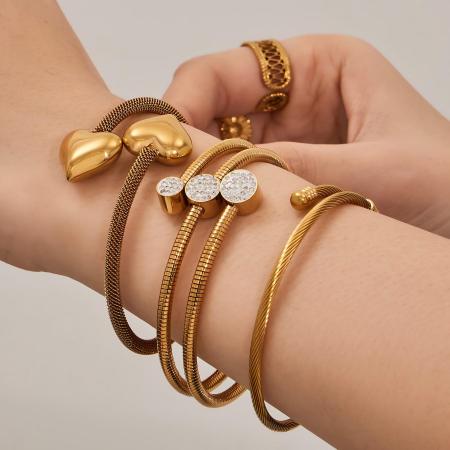 Bracelets élégants pour femmes, en acier inoxydable multicolore étanche, couleur or