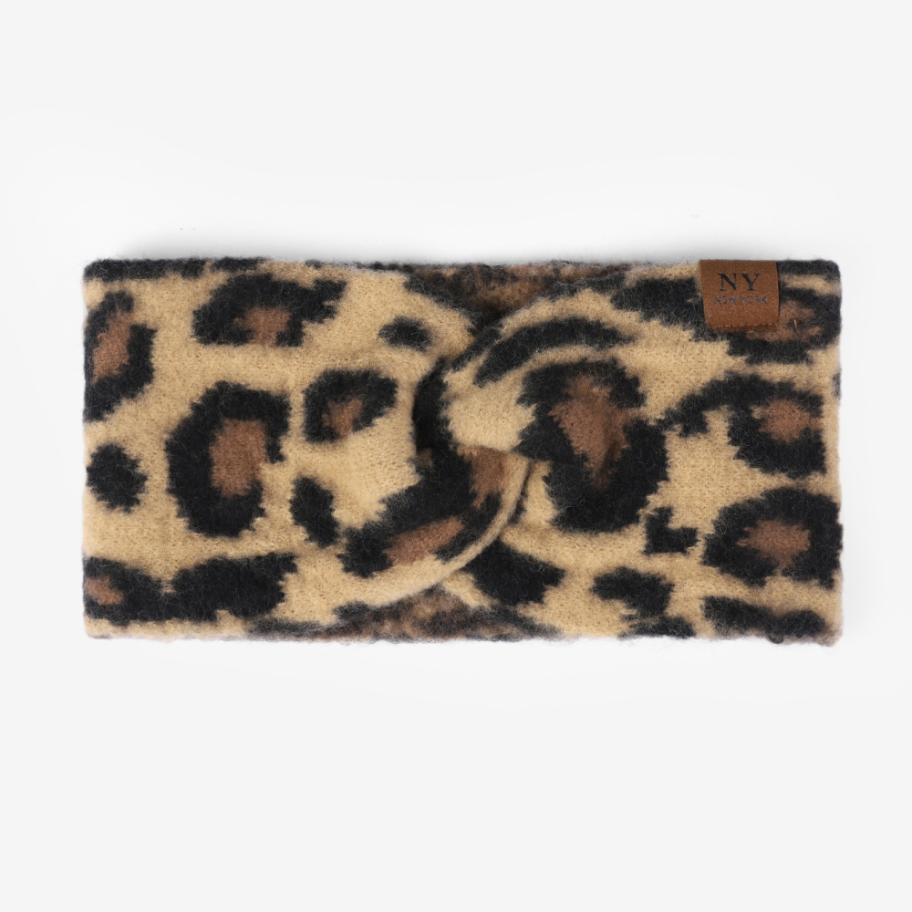 1 Bandeau À Cheveux Polyvalent À Large Bord En Tricot Imprimé Léopard Pour Femme 
