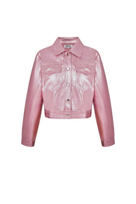Veste Courte Femme en PU Finition Métallique Brillante 2