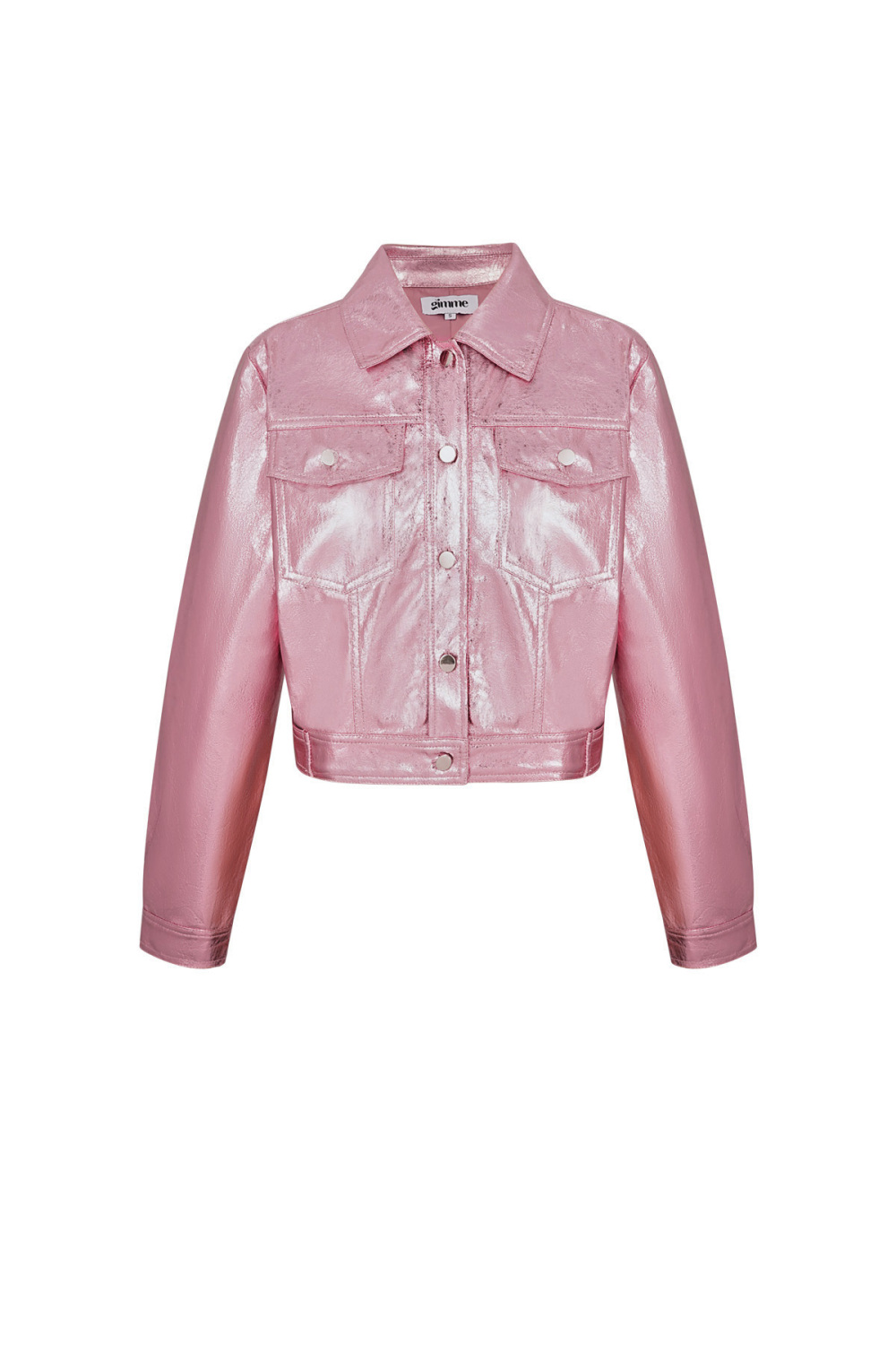 Veste Courte Femme En Pu Finition Métallique Brillante