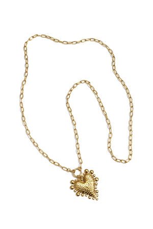 Long Collier Avec Un Pendentif En Forme De Cœur Épais h5 