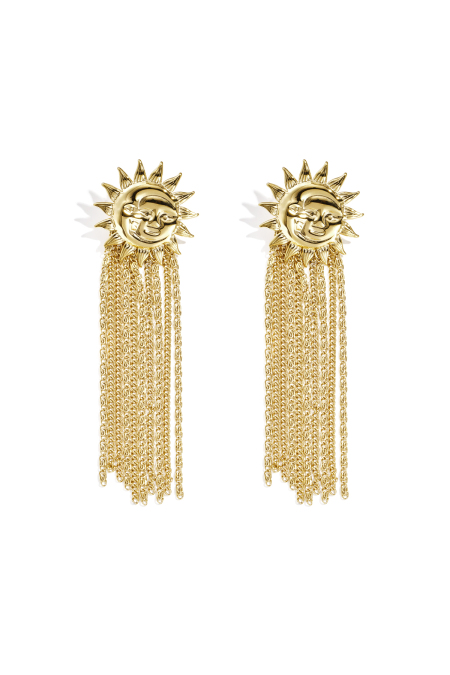 Boucles d'oreilles pendantes en acier inoxydable, style soleil, collection décontractée et simple pour femmes