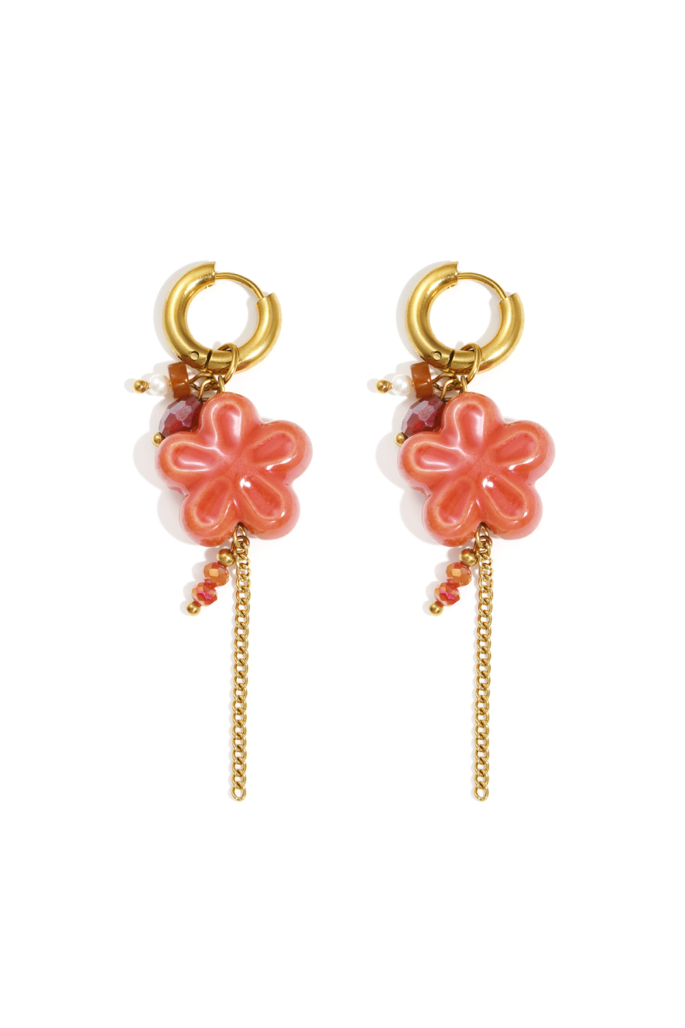 Boucles D'Oreilles Pendantes En Acier Inoxydable, Style Décontracté Et Simple, Série Fleur, Bijoux Pour Femmes 