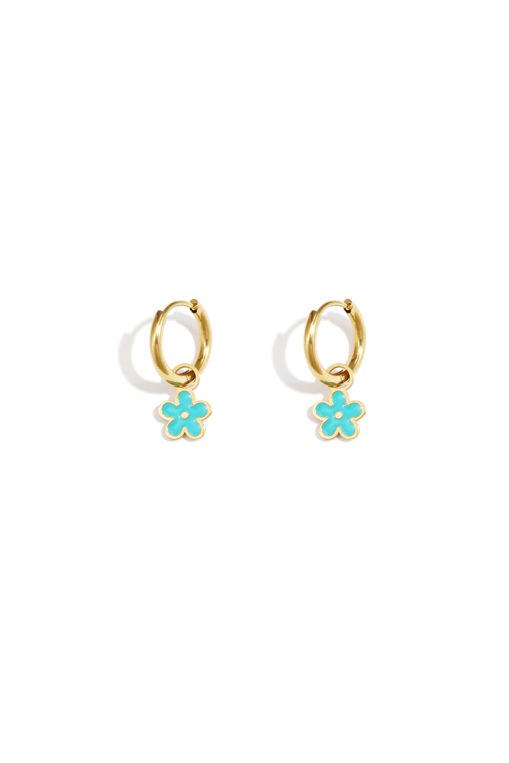Boucles D'Oreilles En Acier Inoxydable Avec Fleurs Colorées