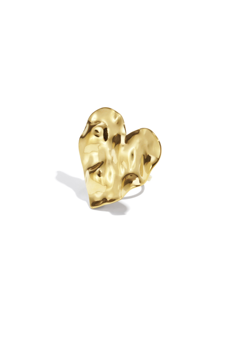 Bague texturée en forme de grand cœur
