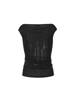 Tissu Polyester Fibre Haut Sans Manches Femme Sexy Transparent Couleur Unie h5 Image3