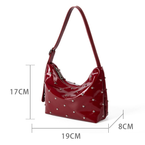 Sac Bandoulière Femme Simple Series, Couleur Unie Décontractée, Rivets, En Pu. h5 Image5