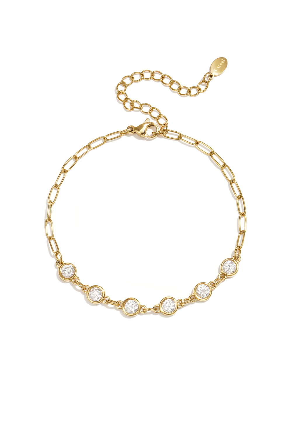 Bracelet À Maillons Orné De Pierres Rondes En Oxyde De Zirconium 