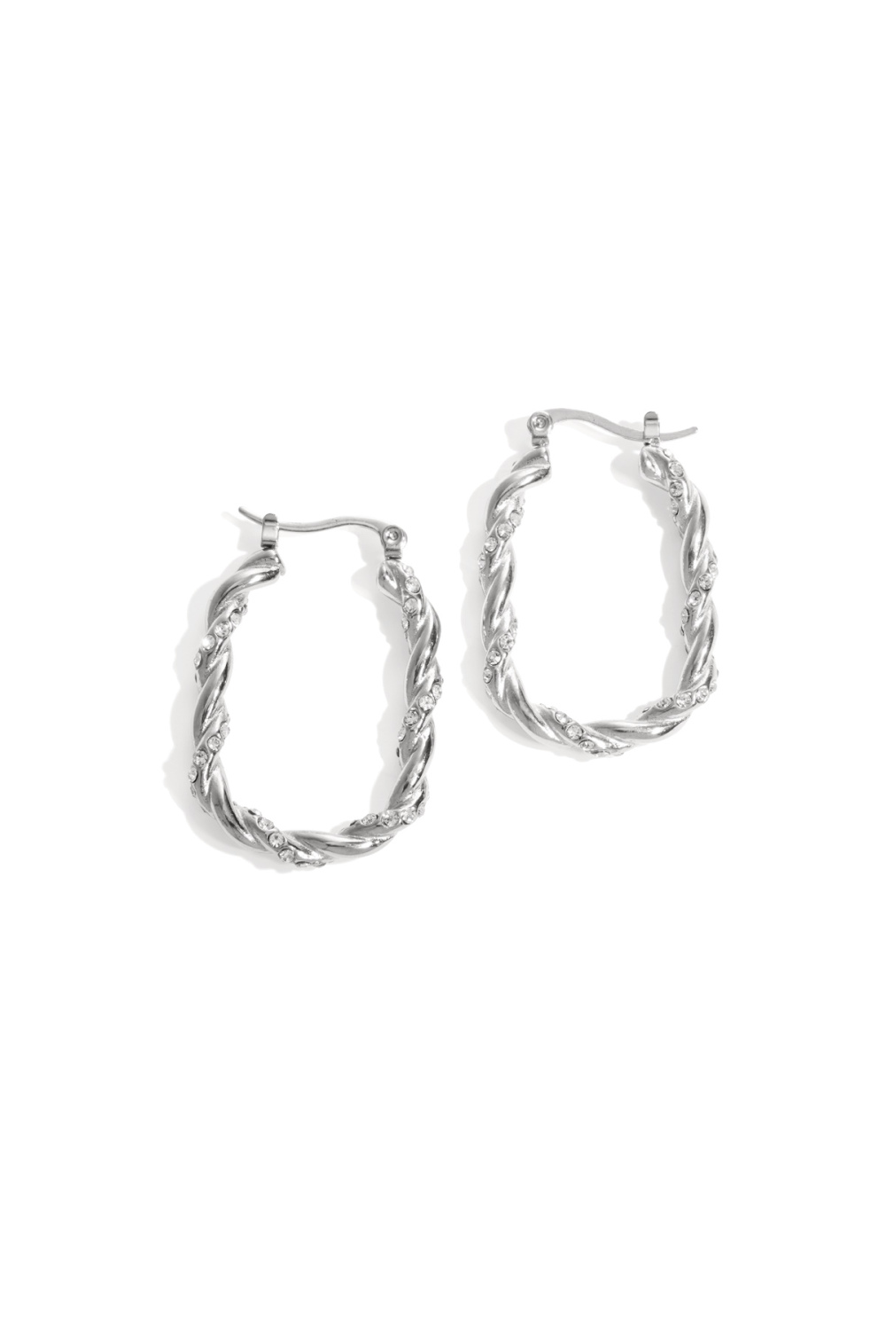 Boucles D'Oreilles Créoles Torsadées Scintillantes Image3