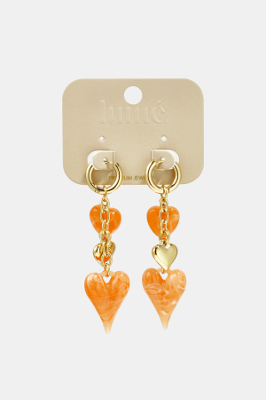 Boucles D'Oreilles Avec Des Cœurs Pendants Sur Une Chaîne h5 Image4