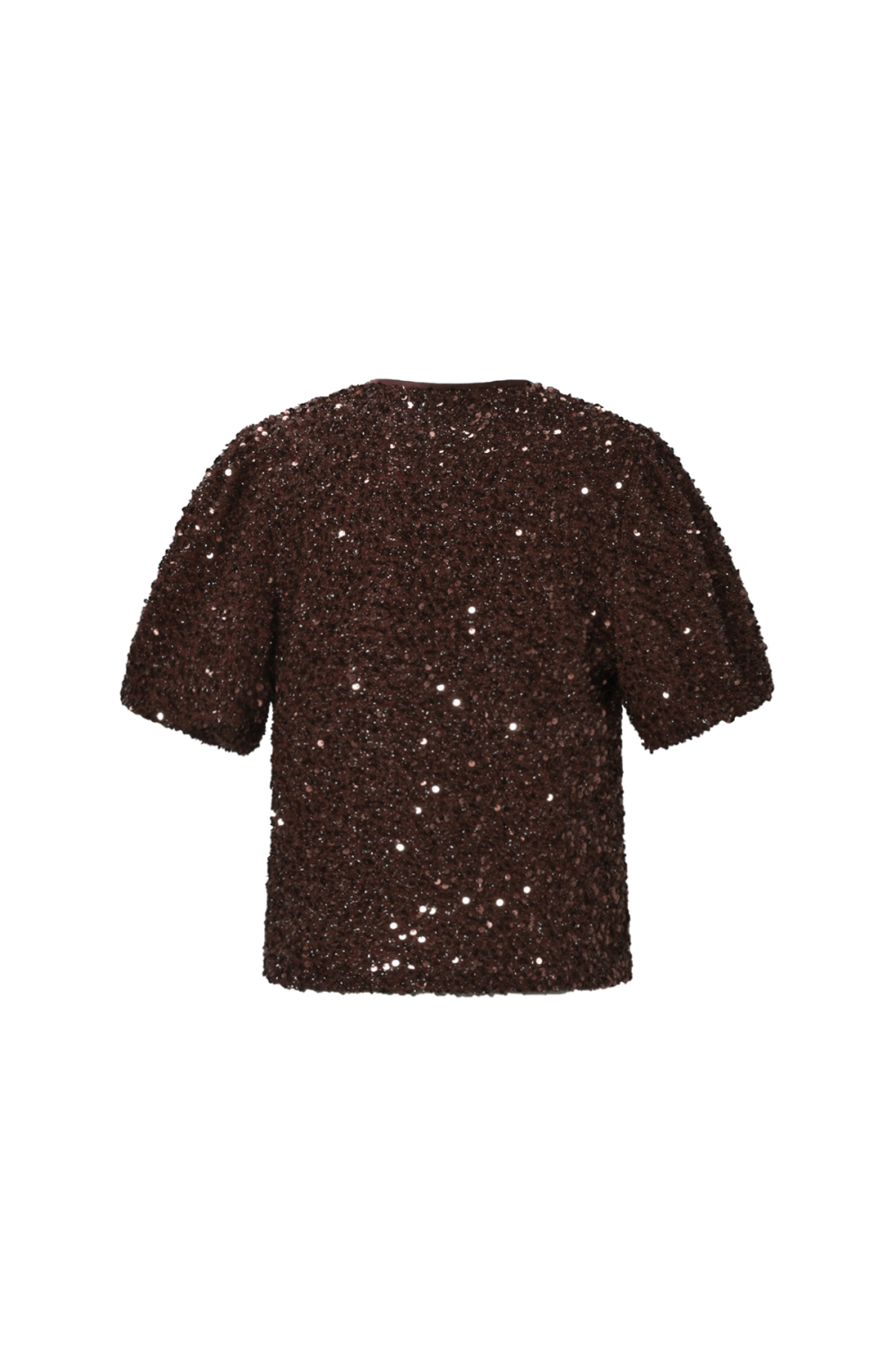 Tissé Fibre De Polyester Femmes Tops Manches Courtes Élégant Paillettes h5Image3