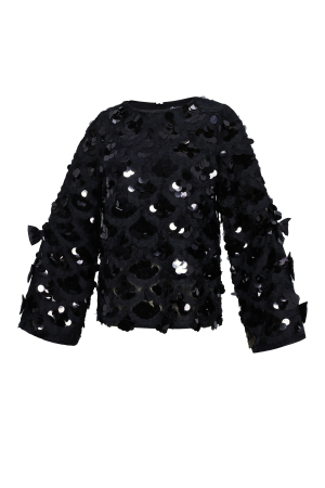 Tissu Polyester Fibre Femmes Hauts À Manches Longues Élégant Paillettes Déclaration h5 Image2
