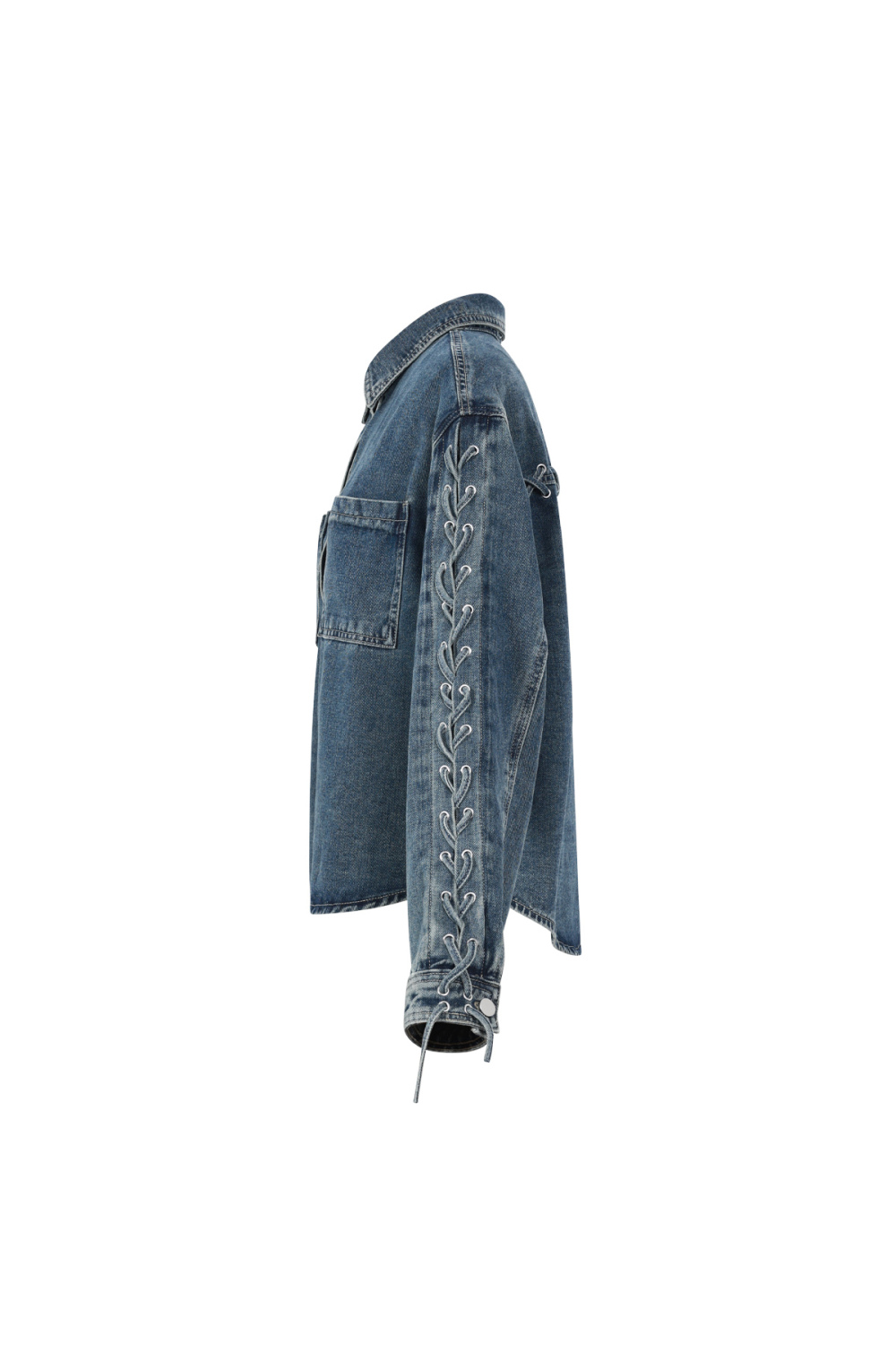 Coton Tissé Veste En Jean Femme Casual Avec Lacets Image8