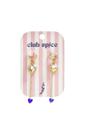Petites Boucles D'Oreilles Créoles Avec Longue Chaîne, Cœur Et Perles h5 Image3