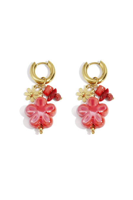 Boucles d'oreilles pendantes en acier inoxydable, série Flower Daily Daily Simple, bijoux pour femmes
