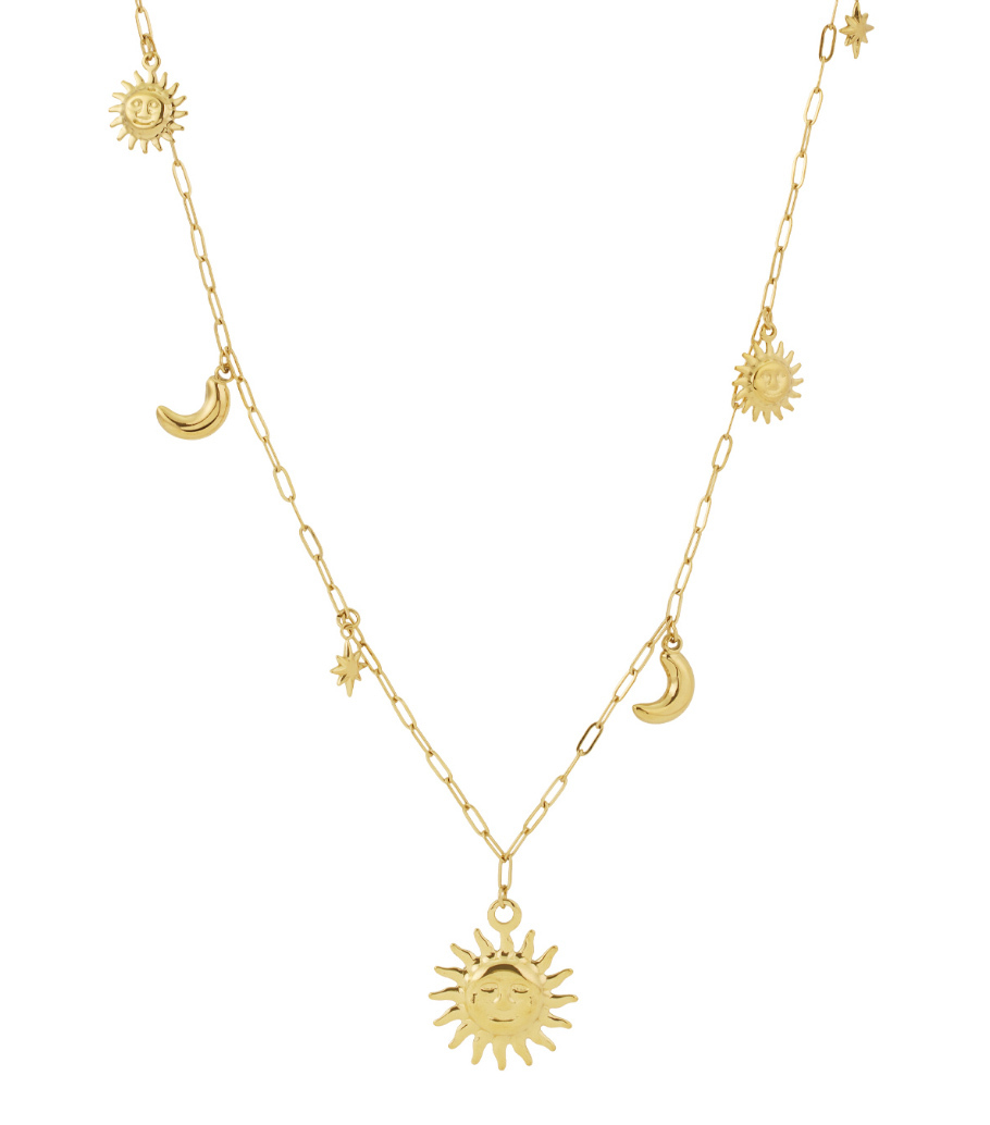 Collier Long Soleil Lune Étoile
