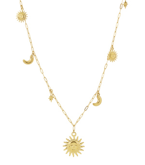 Collier Long Soleil Lune Étoile h5