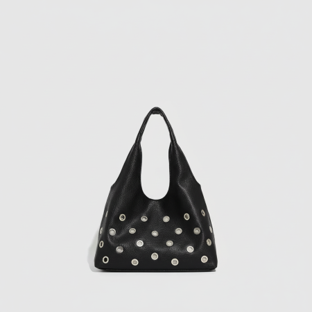 Sac fourre-tout femme de luxe léger, uni, à rivets et grande capacité (1 pièce)
