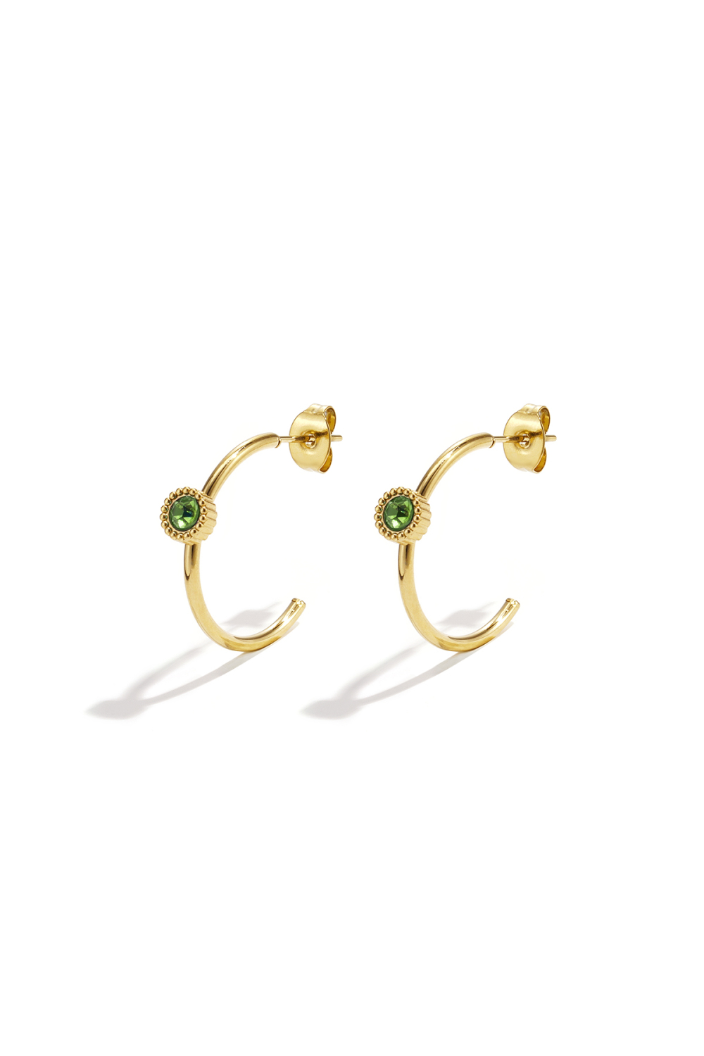Boucles D'Oreilles Créoles Avec Pierre Ronde Image4