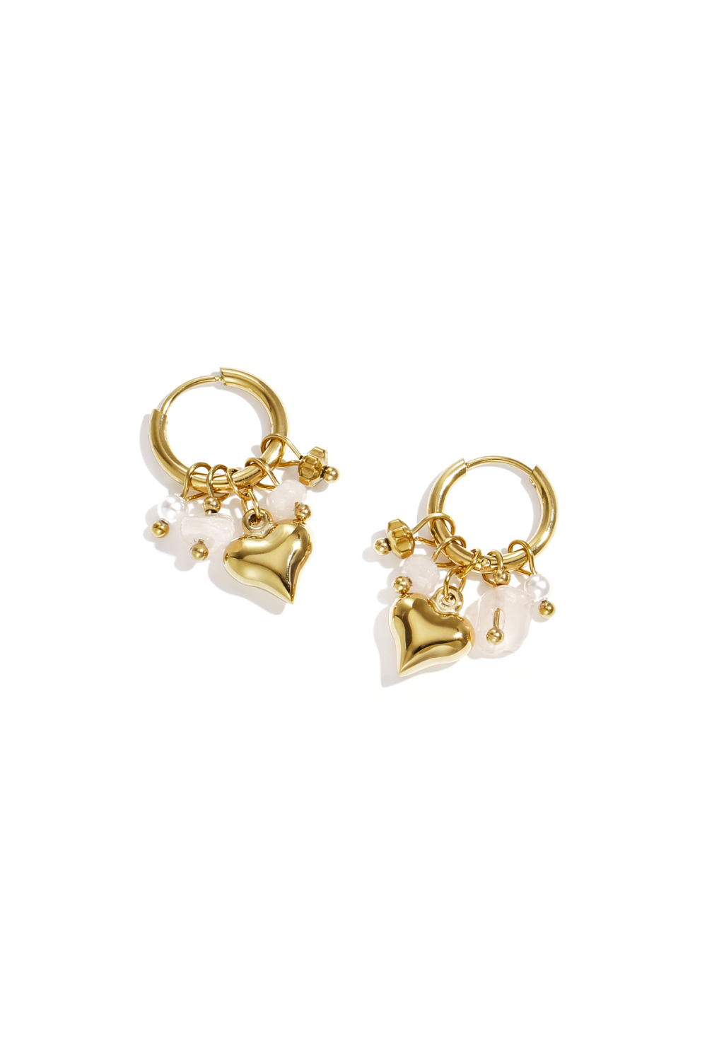 Boucles D'Oreilles Avec Pendentifs En Forme De Cœur Et De Perles 