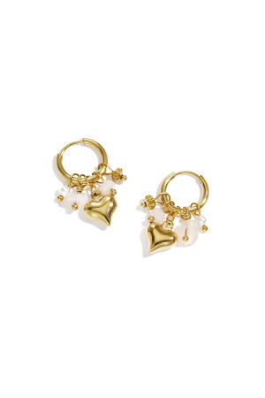 Boucles D'Oreilles Avec Pendentifs En Forme De Cœur Et De Perles h5 