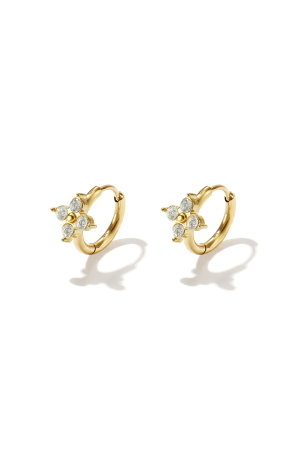 Petites Boucles D'Oreilles Créoles Avec Des Pierres En Forme De Trèfle h5 