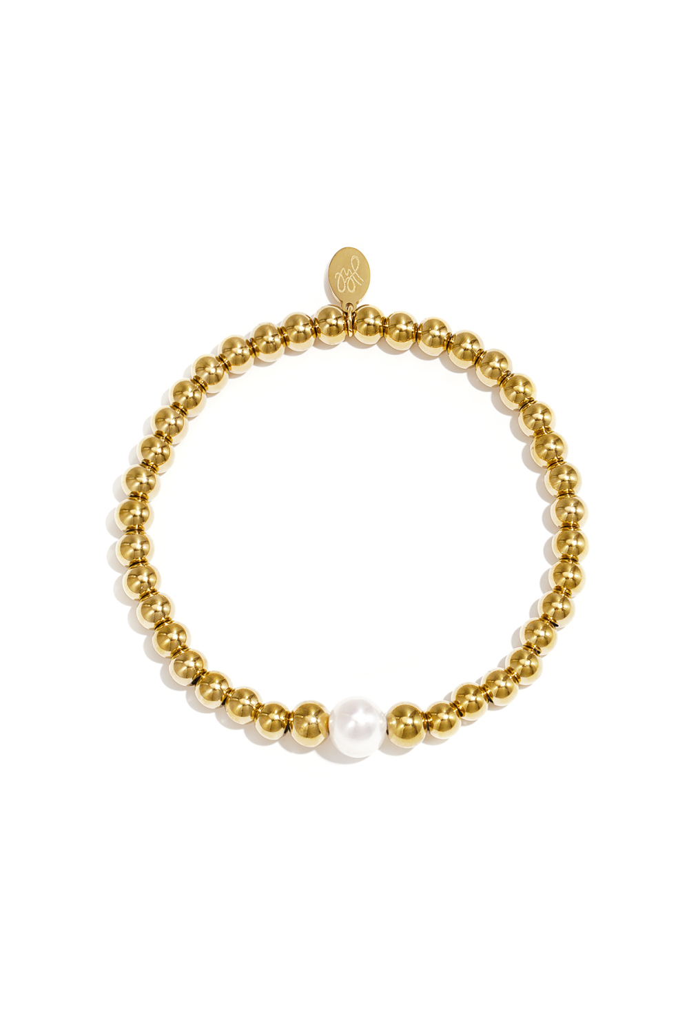 Bracelet En Acier Inoxydable Avec Perle Centrale
