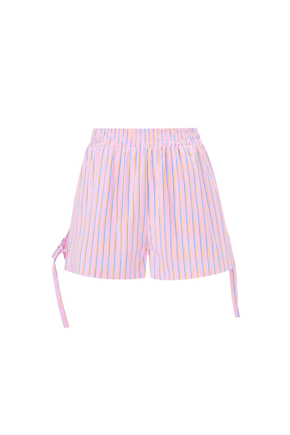 Cotton Woven Shorts Femme Casual Stripes Tie-Up 