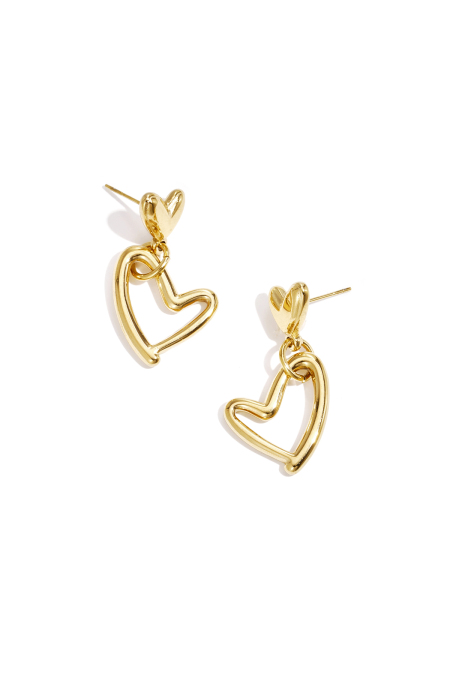 Boucles d'oreilles en forme de cœurs pleins et vides