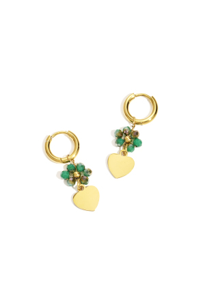 Boucles D'Oreilles Avec Un Cœur Sur Une Fleur Perlée h5 Image3