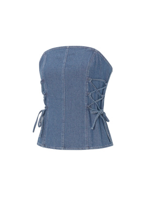 Coton Tissé Haut Femme Sans Bretelles Élégant Couleur Unie Printemps/Été h5 Image2
