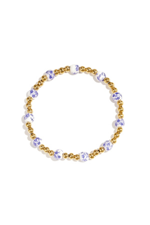 Bracelet En Perles Massives À Gros Perles Et Imprimé Floral Bleu h5