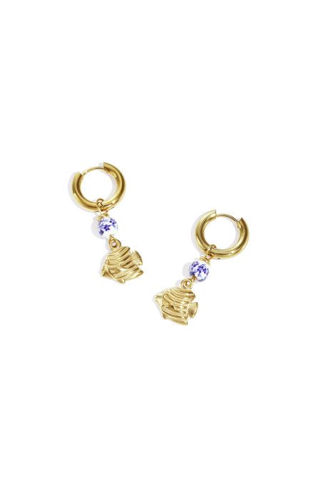 Boucles d'oreilles pendantes en acier inoxydable, motif poisson, collection décontractée et simple pour femmes