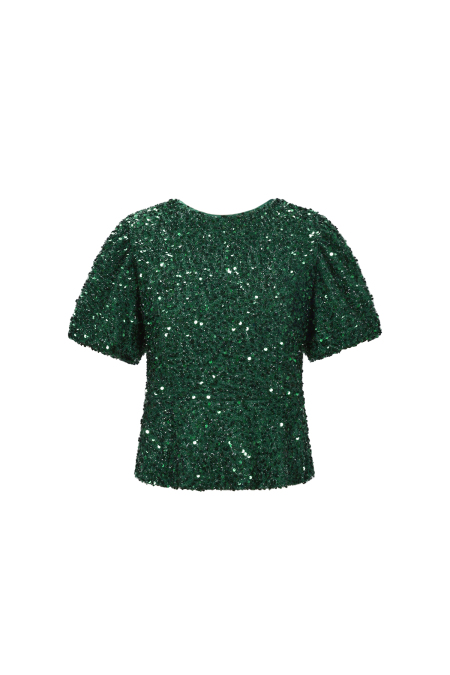 Tissu Polyester Fibre Femmes Tops Manches Courtes Élégant Paillettes 2