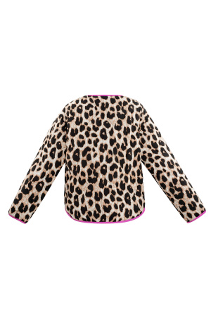 Veste En Fausse Fourrure À Imprimé Léopard Avec Bordure Néon Rose h5 Image6