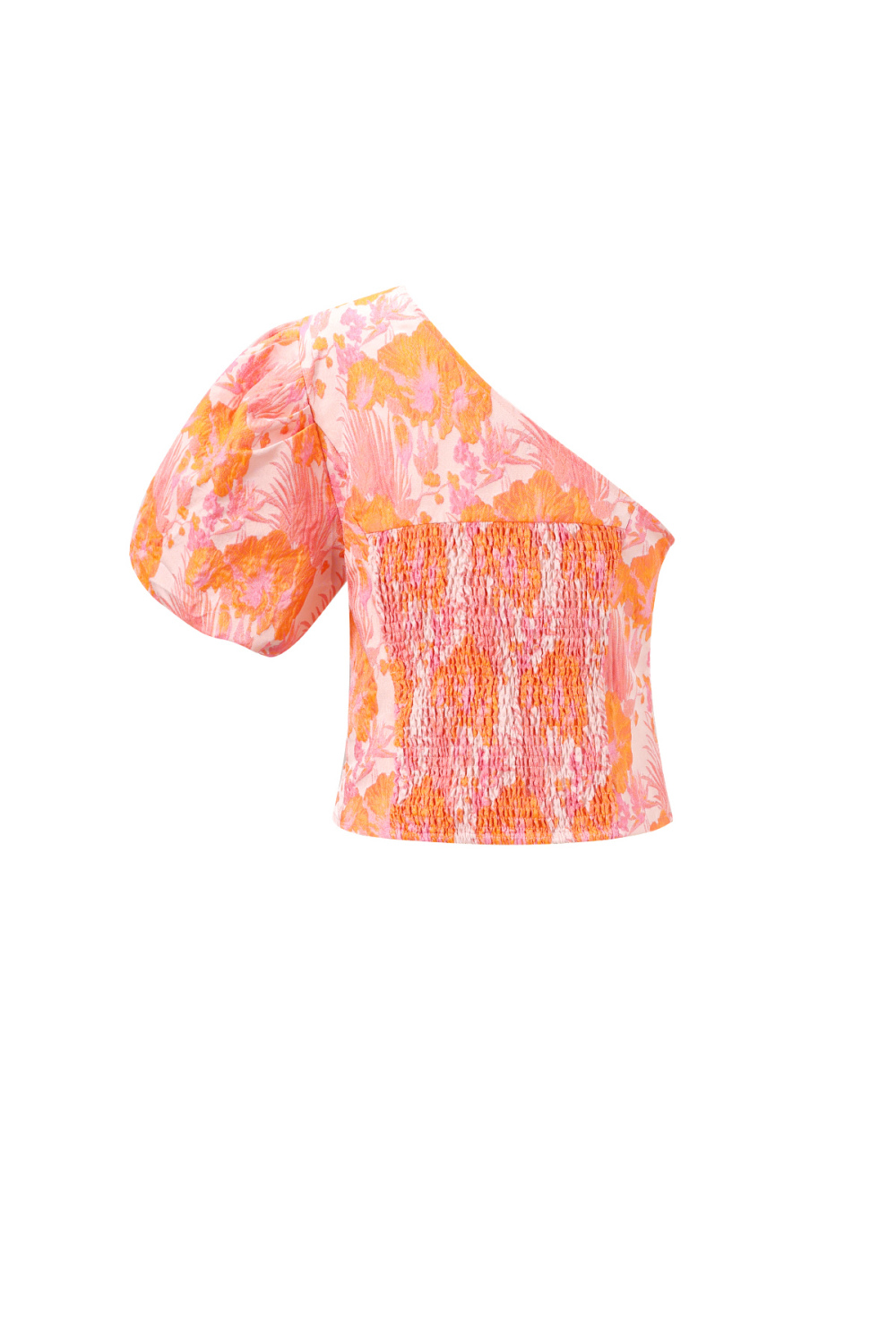 Tissu Polyester Fibre Haut Femme À Épaule Unique Élégant Imprimé Floral Image3
