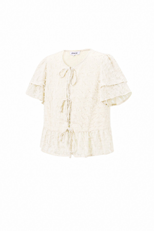 Tissu Polyester Fibre Femmes Tops Manches Courtes Élégant Attache Uni h5 Image2