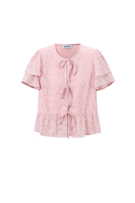 Tissu Polyester Fibre Femmes Tops Manches Courtes Élégant Attache Uni 2