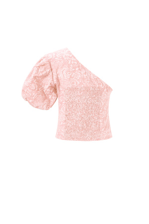 Tissu En Fibre De Polyester Tissée Haut Femme À Épaule Unique Imprimé Floral Élégant h5 Image3