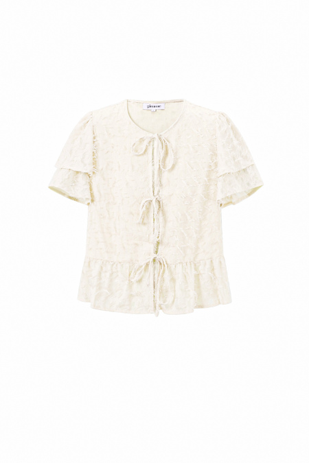 Tissu Polyester Fibre Femmes Tops Manches Courtes Élégant Attache Uni 2