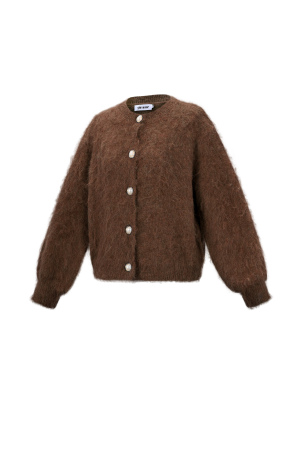 Tricot En Fibre De Polyester Femme Cardigan Tricoté Décontracté Couleur Unie h5 Image2