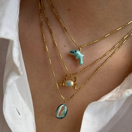 Collier pendentif animal marin en acier inoxydable émaillé étanche (1 pièce)