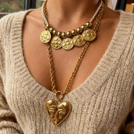 Collier pendentif cœur couleur or (1 pièce)